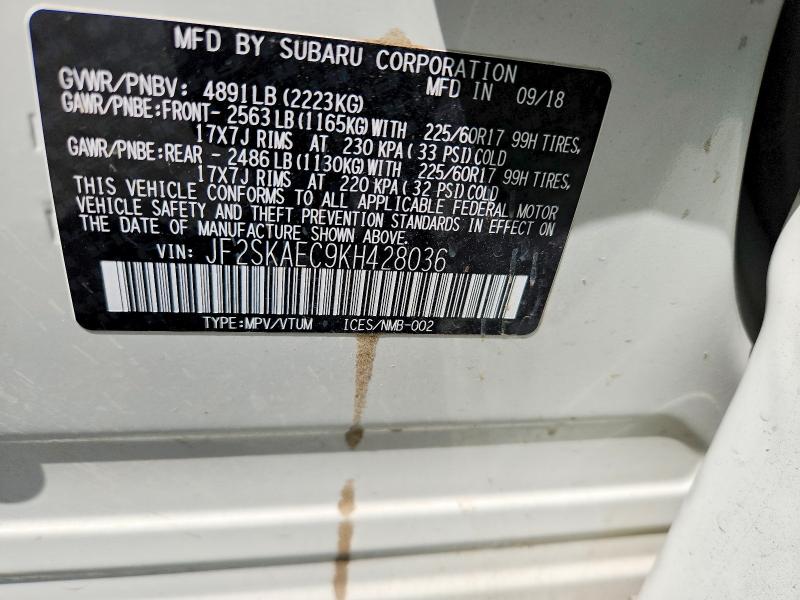 Auction sale of the 2019 Subaru Forester, vin: JF2SKAEC9KH428036, lot number: 60248506