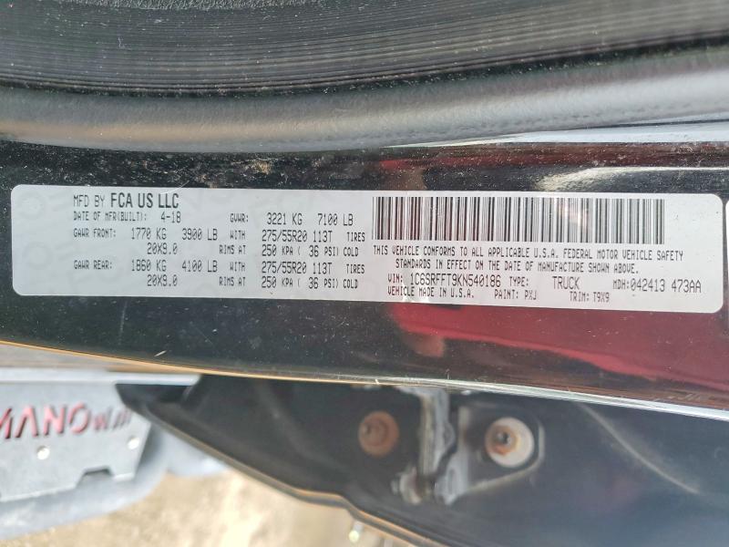 Auction sale of the 2019 Ram 1500, vin: 1C6SRFFT9KN540186, lot number: 60593706