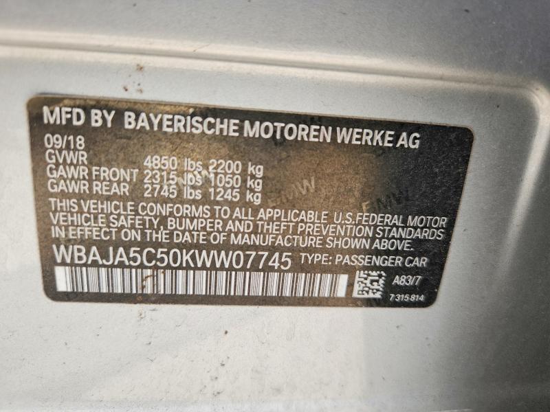 Aukcja sprzedaży 2019 Bmw 530, vin: WBAJA5C50KWW07745, numer aukcji: 58415526