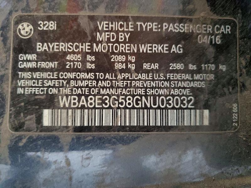 Продажа на аукционе авто 2016 Bmw 328, vin: WBA8E3G58GNU03032, номер лота: 59973006