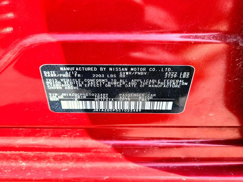 60259336 :رقم المزاد ، JN1AZ0CP5CT023489 vin ، 2012 Nissan Leaf مزاد بيع