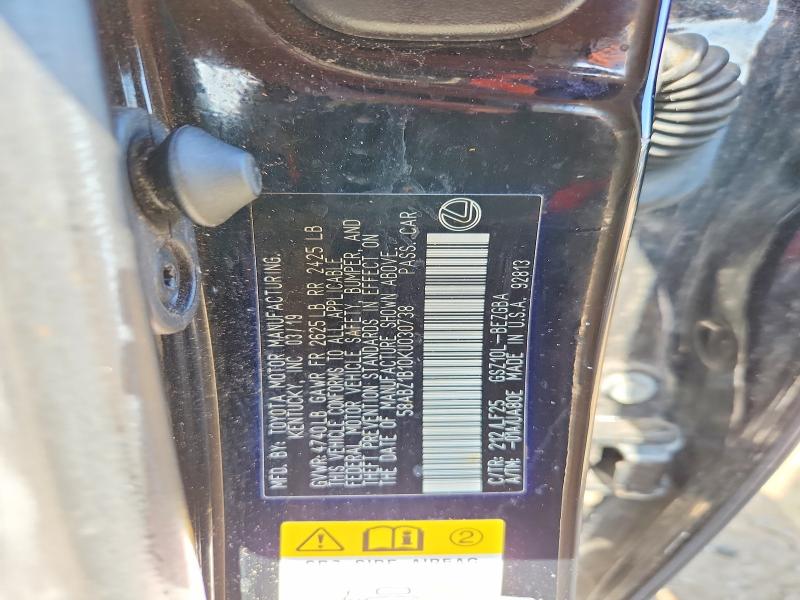 59371306 :رقم المزاد ، 58ABZ1B10KU030738 vin ، 2019 Lexus Es مزاد بيع