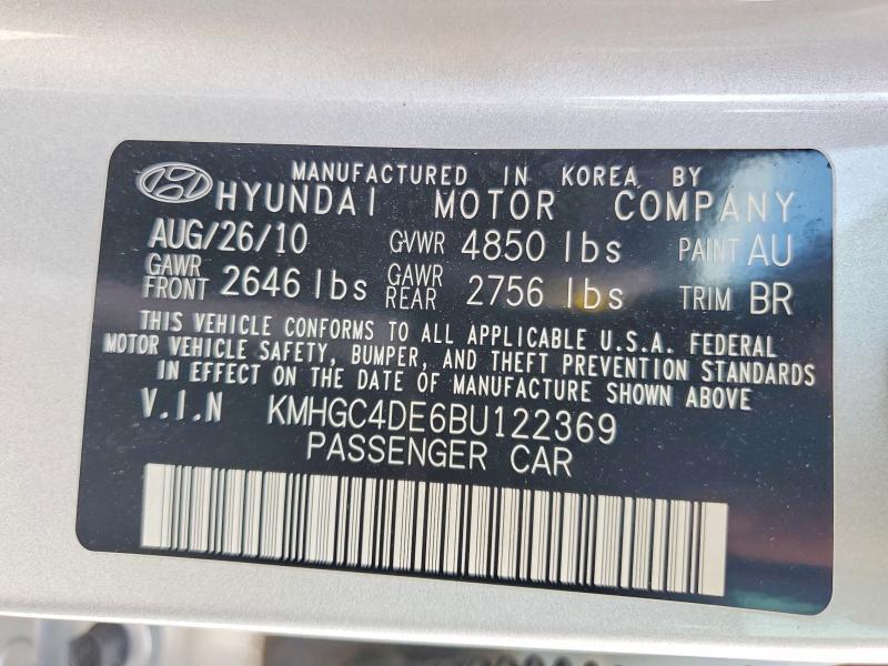 Aukcja sprzedaży 2011 Hyundai Genesis, vin: KMHGC4DE6BU122369, numer aukcji: 60617166