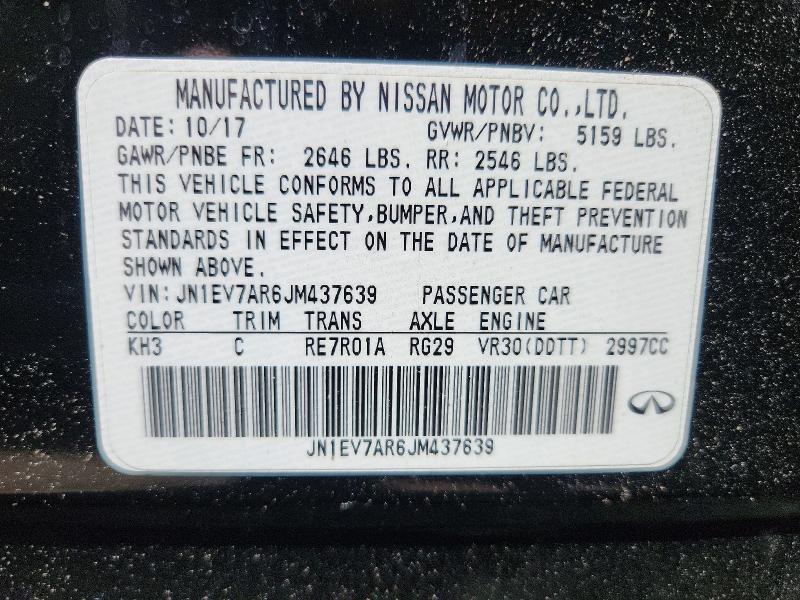 62859996 :رقم المزاد ، JN1EV7AR6JM437639 vin ، 2018 Infiniti Q50 مزاد بيع