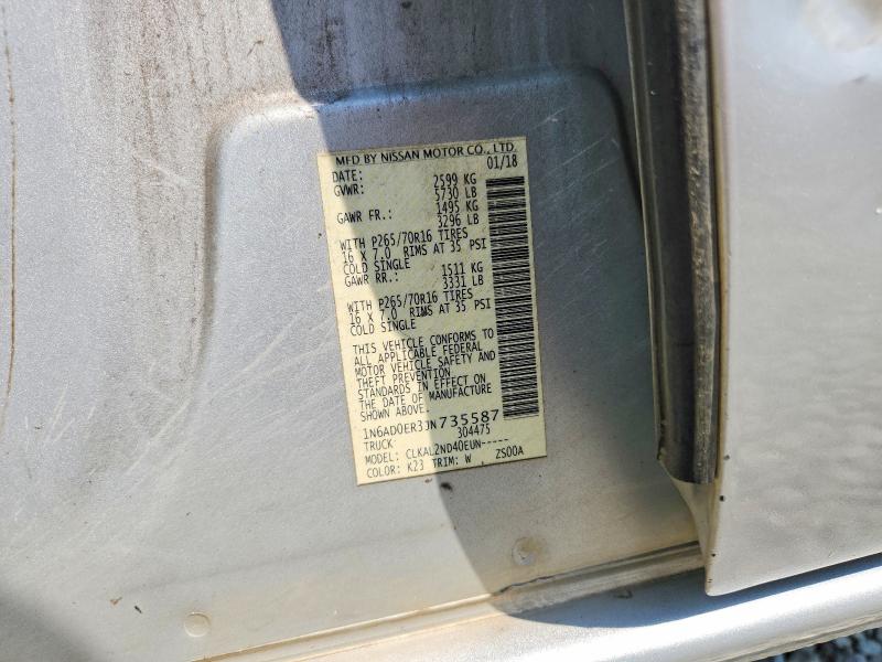 63180236 :رقم المزاد ، 1N6AD0ER3JN735587 vin ، 2018 Nissan Frontier مزاد بيع