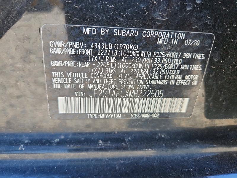 Продаж на аукціоні авто 2021 Subaru Crosstrek, vin: JF2GTAECXMH222505, номер лоту: 60565276