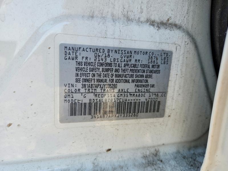 Продаж на аукціоні авто 2018 Nissan Sentra, vin: 3N1AB7APXJY335280, номер лоту: 59908246