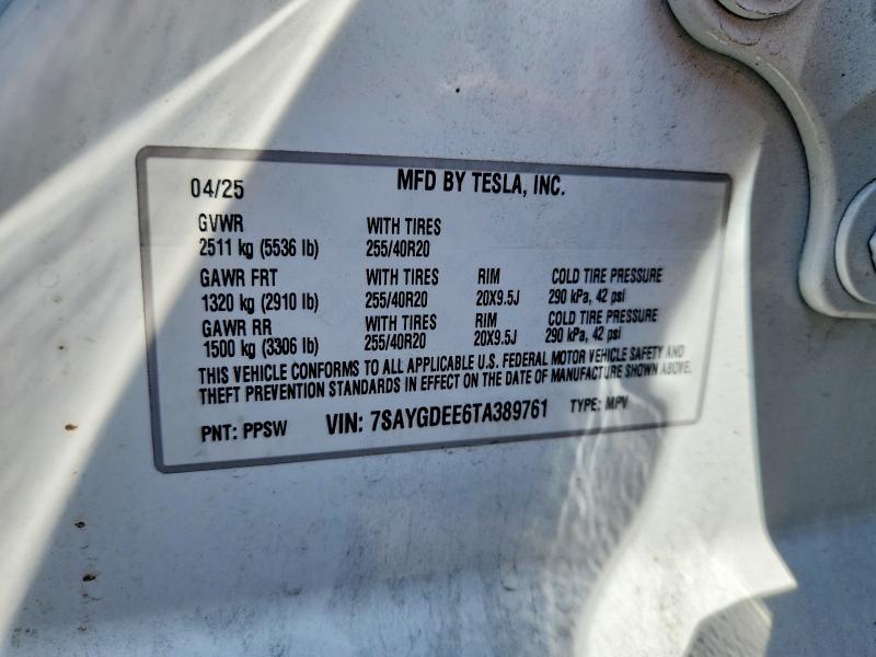 Aukcja sprzedaży 2026 Tesla Model Y, vin: 7SAYGDEE6TA389761, numer aukcji: 61352976