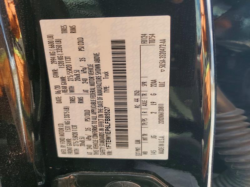 62355856 :رقم المزاد ، 1FTEW1EP6LFB85527 vin ، 2020 Ford F150 مزاد بيع