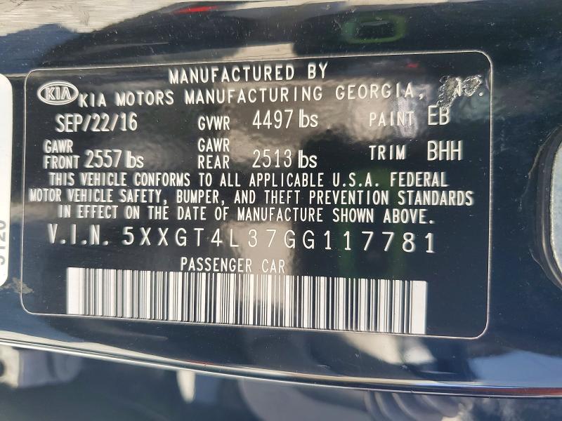 Продажа на аукционе авто 2016 Kia Optima, vin: 5XXGT4L37GG117781, номер лота: 60457286