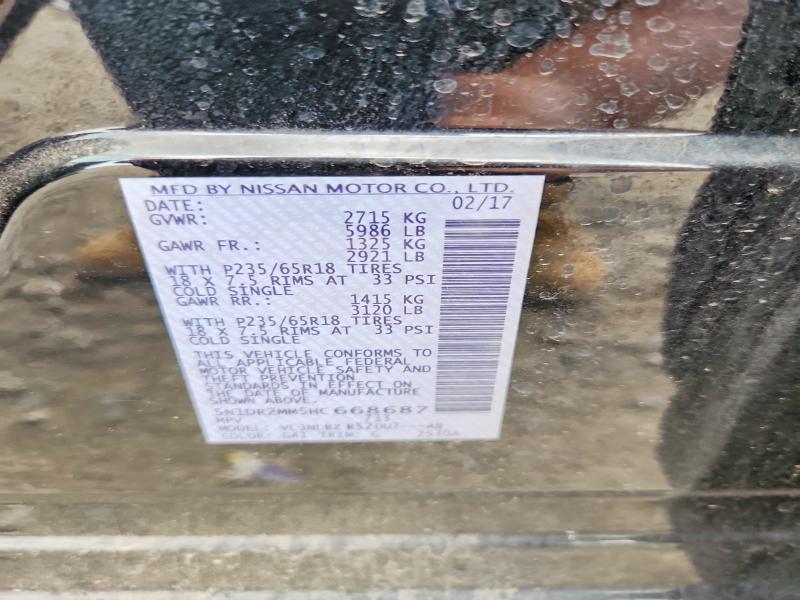 60066036 :رقم المزاد ، 5N1DR2MM5HC668687 vin ، 2017 Nissan Pathfinder مزاد بيع