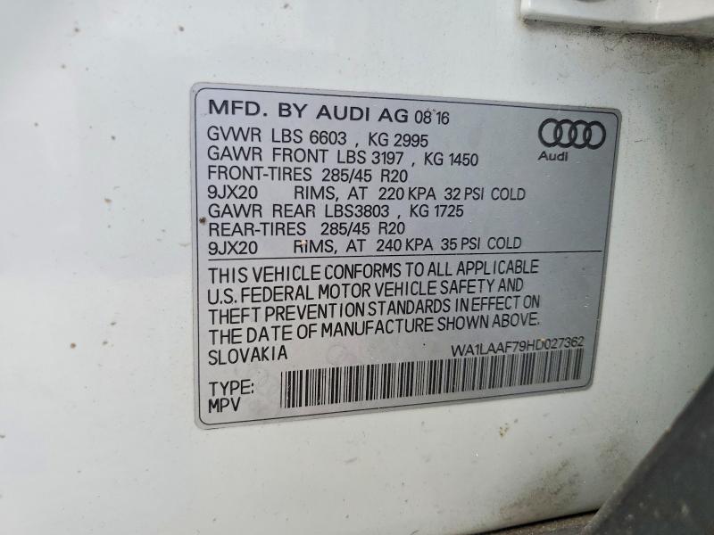 Продажа на аукционе авто 2017 Audi Q7, vin: WA1LAAF79HD027362, номер лота: 63012446