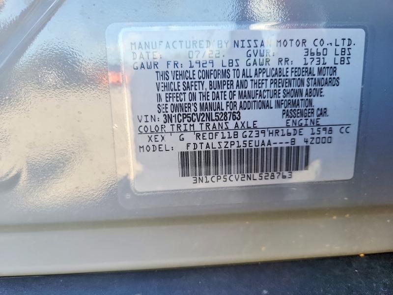 Продажа на аукционе авто 2022 Nissan Kicks, vin: 3N1CP5CV2NL528763, номер лота: 60071586