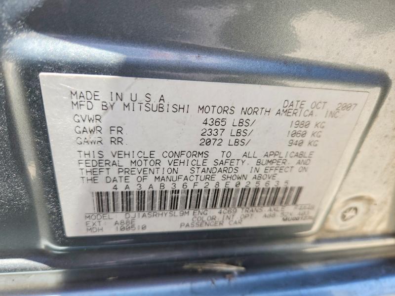 Aukcja sprzedaży 2008 Mitsubishi Galant, vin: 4A3AB36F28E025635, numer aukcji: 62523026