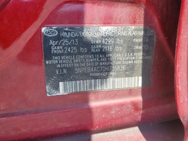 Aukcja sprzedaży 2013 Hyundai Sonata, vin: 5NPEB4AC7DH735826, numer aukcji: 58613736