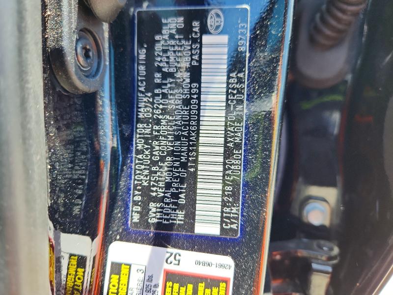 2024 Toyota Camry მანქანა იყიდება აუქციონზე, vin: 4T1S11AK6RU909499, აუქციონის ნომერი: 62214006