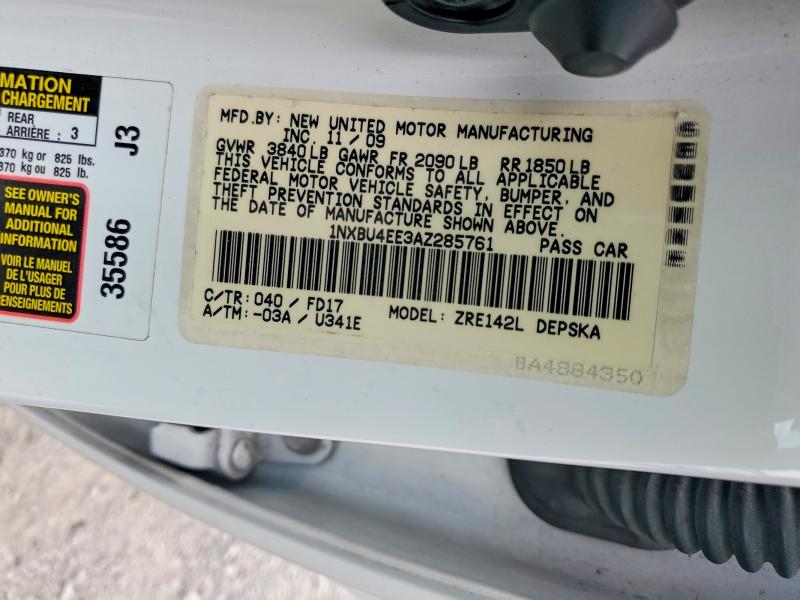 Aukcja sprzedaży 2010 Toyota Coralla, vin: 1NXBU4EE3AZ285761, numer aukcji: 61754056