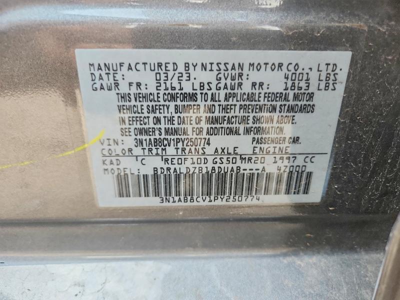 2023 Nissan Sentra მანქანა იყიდება აუქციონზე, vin: 3N1AB8CV1PY250774, აუქციონის ნომერი: 62786176