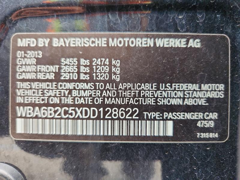 Aukcja sprzedaży 2013 Bmw 650, vin: WBA6B2C5XDD128622, numer aukcji: 61751086