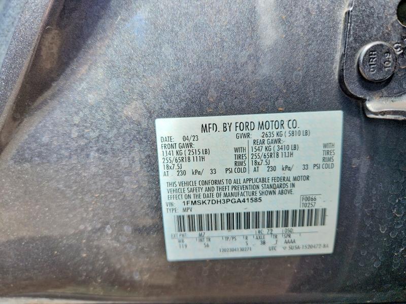 2023 Ford Explorer მანქანა იყიდება აუქციონზე, vin: 1FMSK7DH3PGA41585, აუქციონის ნომერი: 62546036