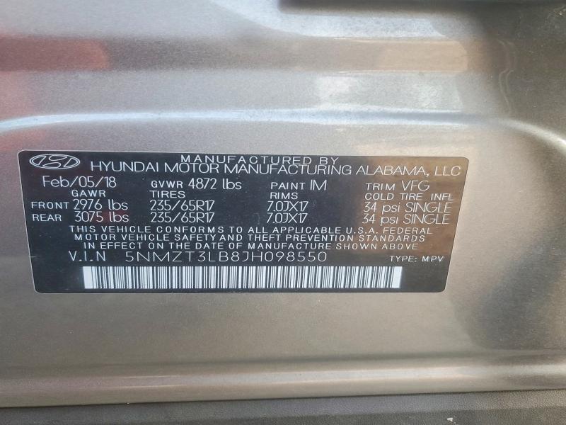Aukcja sprzedaży 2018 Hyundai Santa Fe Sport, vin: 5NMZT3LB8JH098550, numer aukcji: 62830316