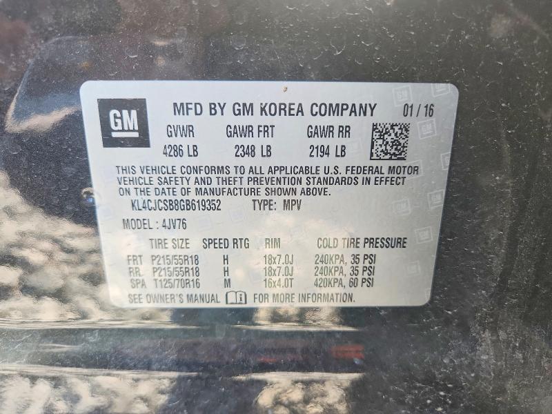 85991285 :رقم المزاد ، KL4CJCSB8GB619352 vin ، 2016 Buick Encore مزاد بيع