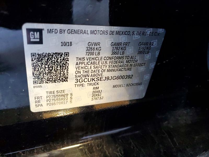 Aukcja sprzedaży 2018 Chevrolet Silverado, vin: 3GCUKSEJ9JG600392, numer aukcji: 59979446
