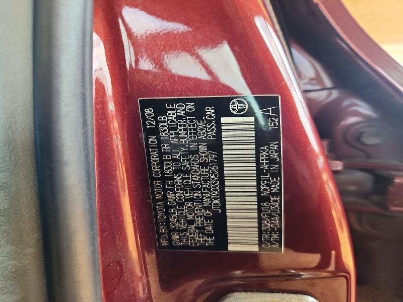 62598286 :رقم المزاد ، JTDKT903395261797 vin ، 2009 Toyota Yaris مزاد بيع