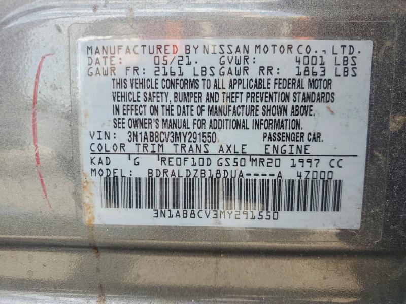 2021 Nissan Sentra მანქანა იყიდება აუქციონზე, vin: 3N1AB8CV3MY291550, აუქციონის ნომერი: 60932756
