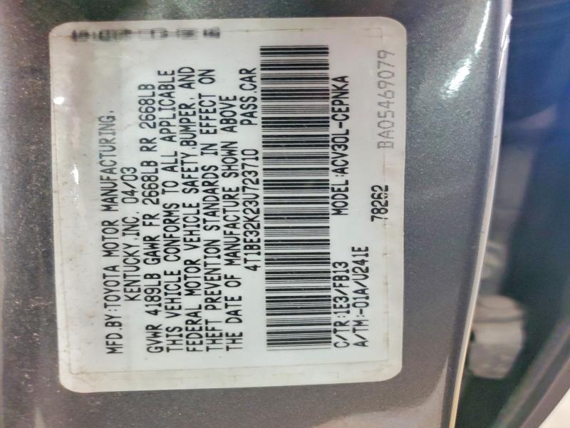 2003 Toyota Camry მანქანა იყიდება აუქციონზე, vin: 4T1BE32K23U723710, აუქციონის ნომერი: 62490826