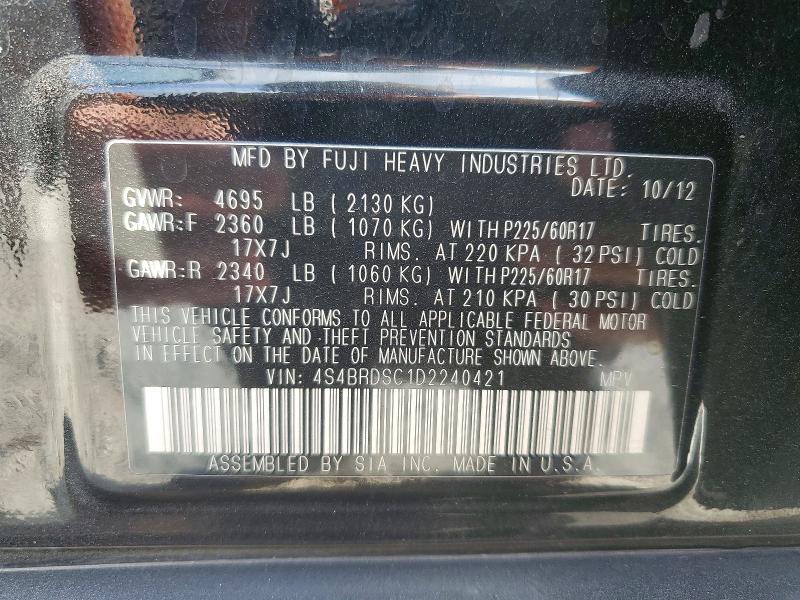 Продаж на аукціоні авто 2013 Subaru Outback, vin: 4S4BRDSC1D2240421, номер лоту: 59874436