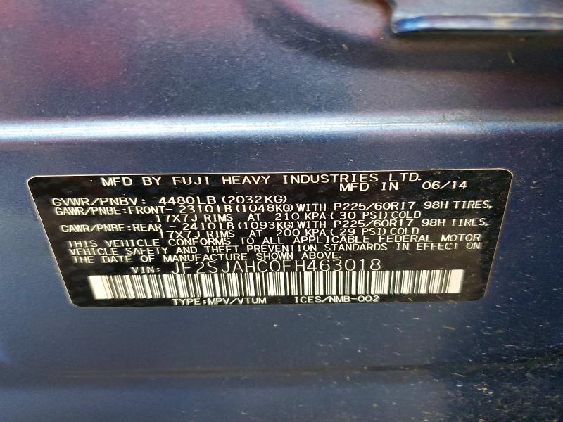 Продаж на аукціоні авто 2015 Subaru Forester, vin: JF2SJAHC0FH463018, номер лоту: 62782486