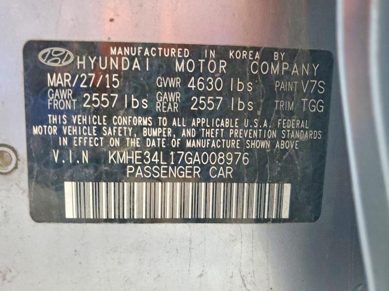 Aukcja sprzedaży 2016 Hyundai Sonata Hybrid, vin: KMHE34L17GA008976, numer aukcji: 60366536