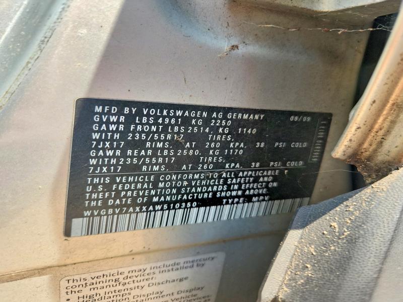 Aukcja sprzedaży 2010 Volkswagen Tiguan, vin: WVGBV7AXXAW510350, numer aukcji: 62863406