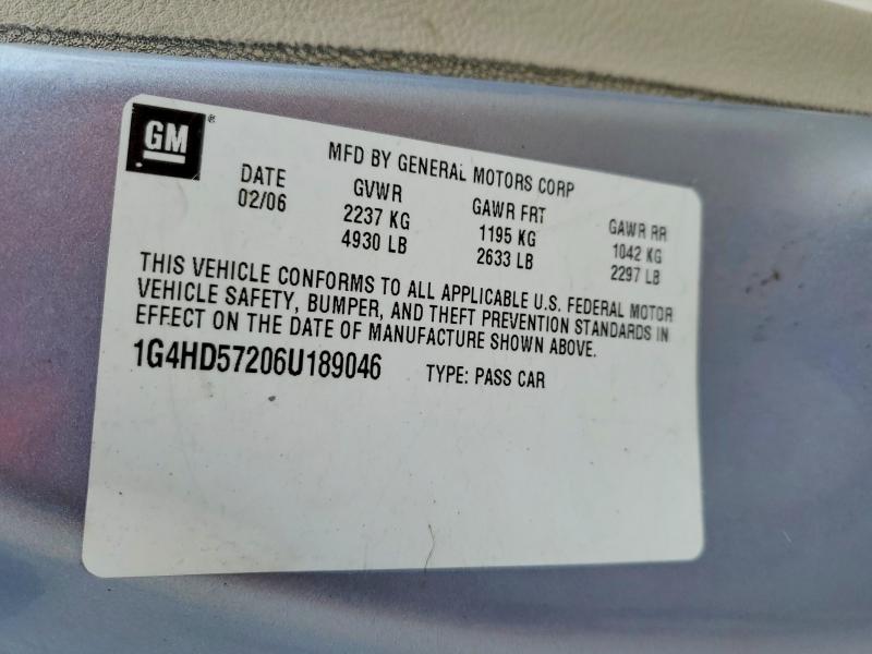 62077186 :رقم المزاد ، 1G4HD57206U189046 vin ، 2006 Buick Lucerne مزاد بيع
