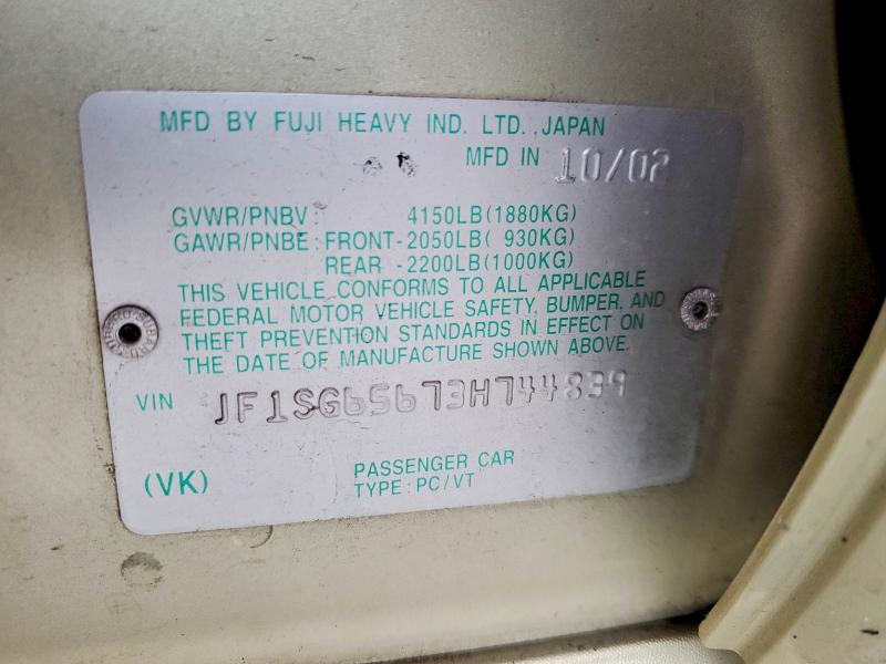 Продаж на аукціоні авто 2003 Subaru Forester, vin: JF1SG65673H744839, номер лоту: 60878196