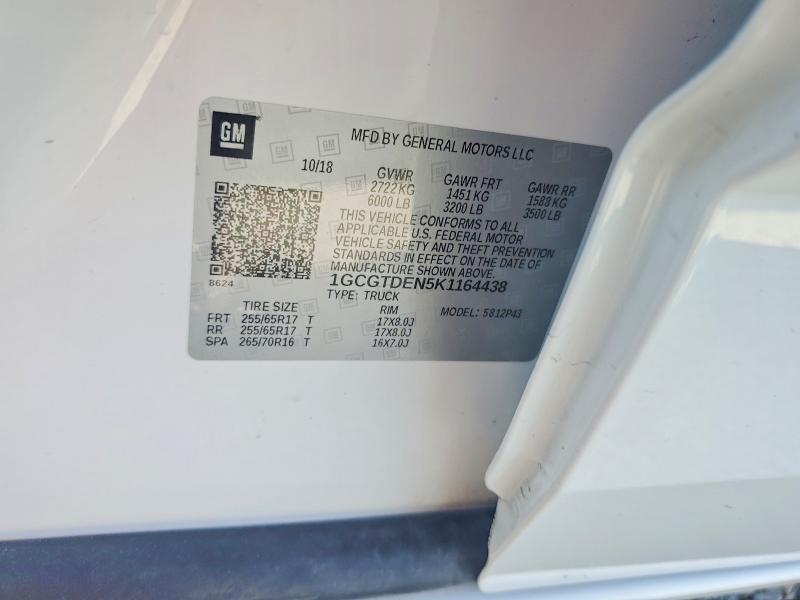 Aukcja sprzedaży 2019 Chevrolet Colorado, vin: 1GCGTDEN5K1164438, numer aukcji: 60171156