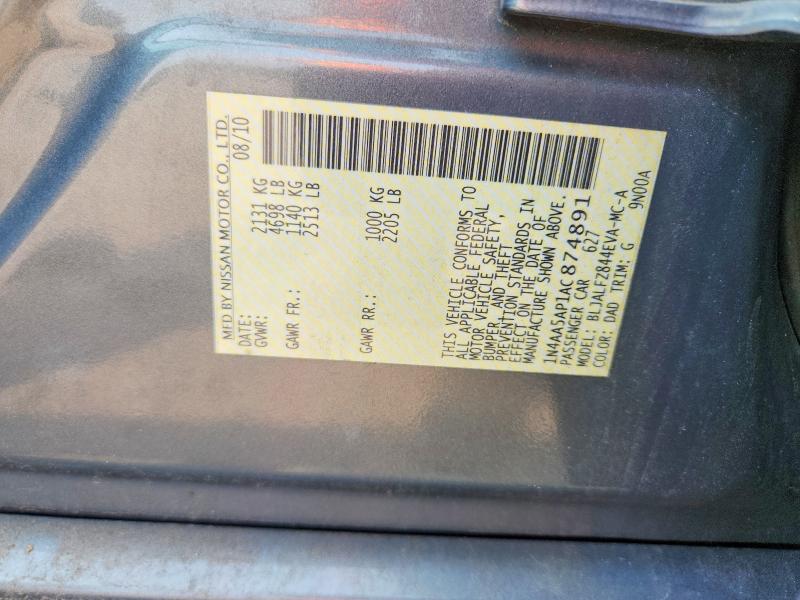 Aukcja sprzedaży 2010 Nissan Maxima, vin: 1N4AA5AP1AC874891, numer aukcji: 60570756