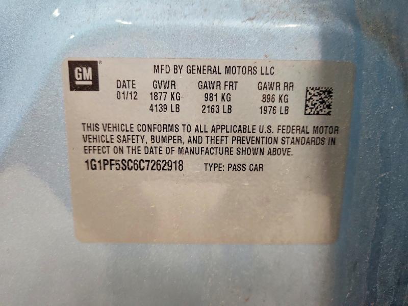 2012 Chevrolet Cruze მანქანა იყიდება აუქციონზე, vin: 1G1PF5SC6C7262918, აუქციონის ნომერი: 61331166