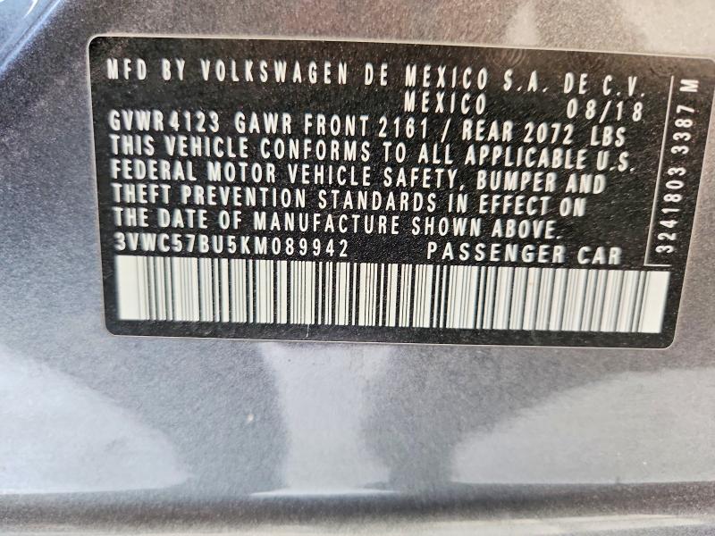 61784316 :رقم المزاد ، 3VWC57BU5KM089942 vin ، 2019 Volkswagen Jetta مزاد بيع