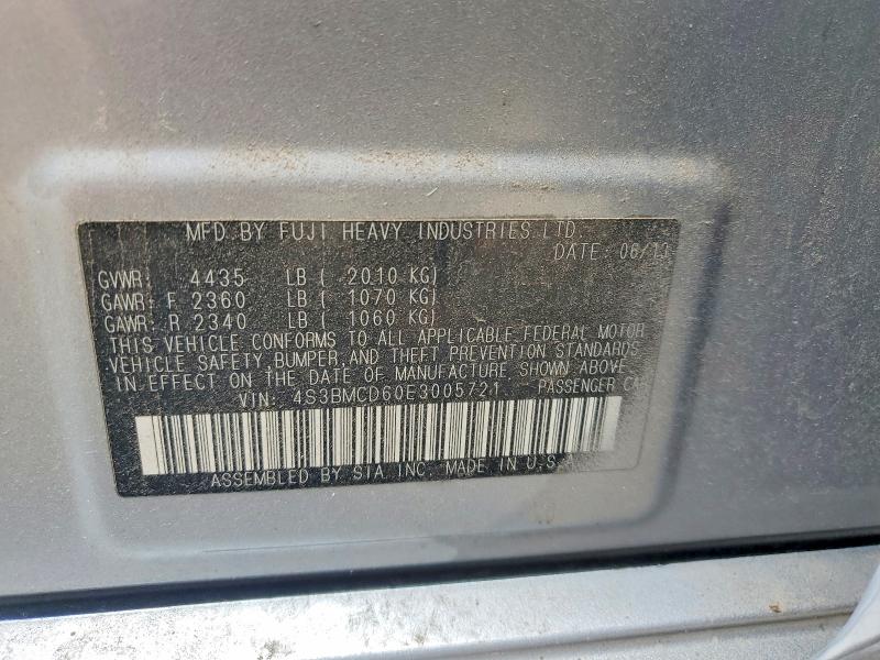 Aukcja sprzedaży 2014 Subaru Legacy, vin: 4S3BMCD60E3005721, numer aukcji: 62801116