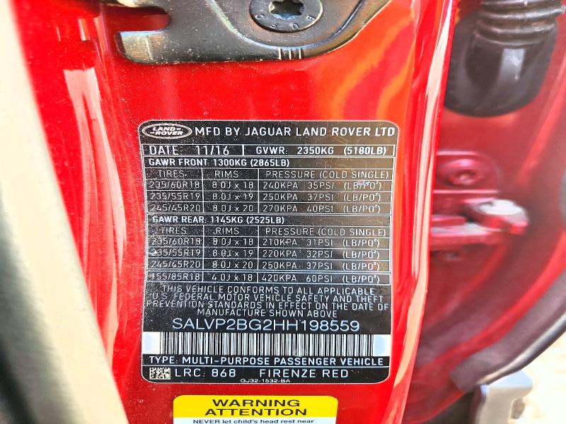 Продажа на аукционе авто 2017 Land Rover Range Rover Evoque, vin: SALVP2BG2HH198559, номер лота: 60223456