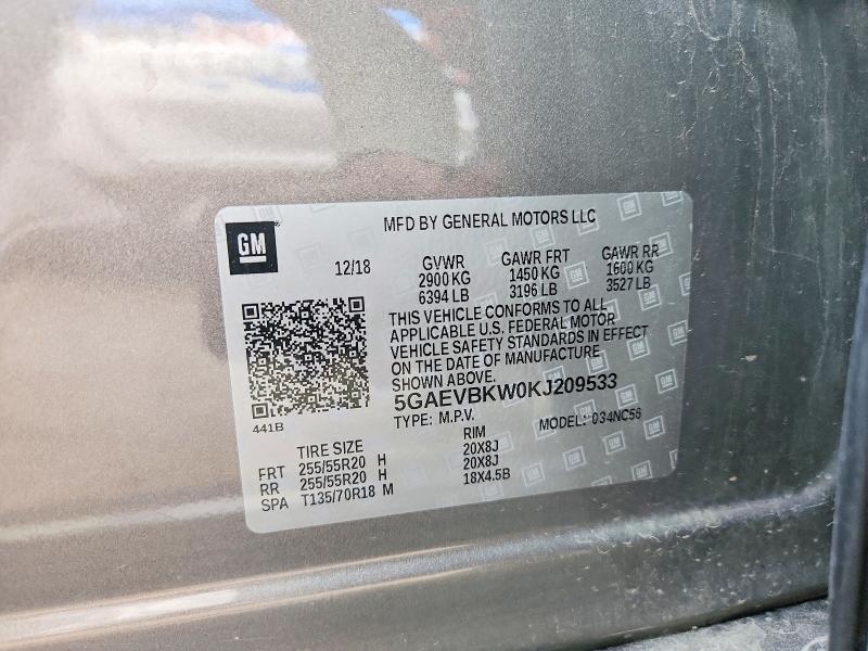 Aukcja sprzedaży 2019 Buick Enclave, vin: 5GAEVBKW0KJ209533, numer aukcji: 61873926