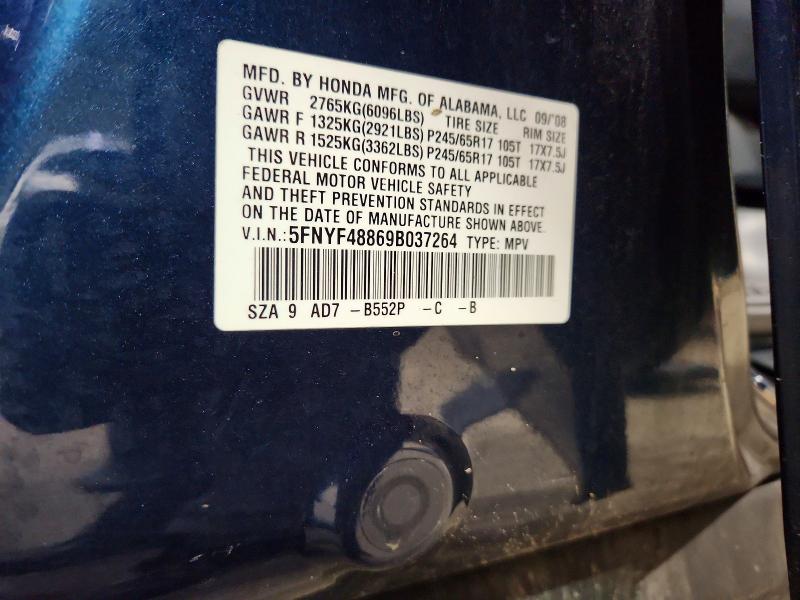 Aukcja sprzedaży 2009 Honda Pilot, vin: 5FNYF48869B037264, numer aukcji: 62437346