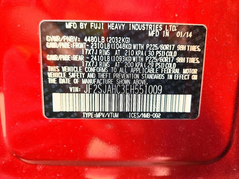 Aukcja sprzedaży 2014 Subaru Forester, vin: JF2SJAHC3EH551009, numer aukcji: 60996006