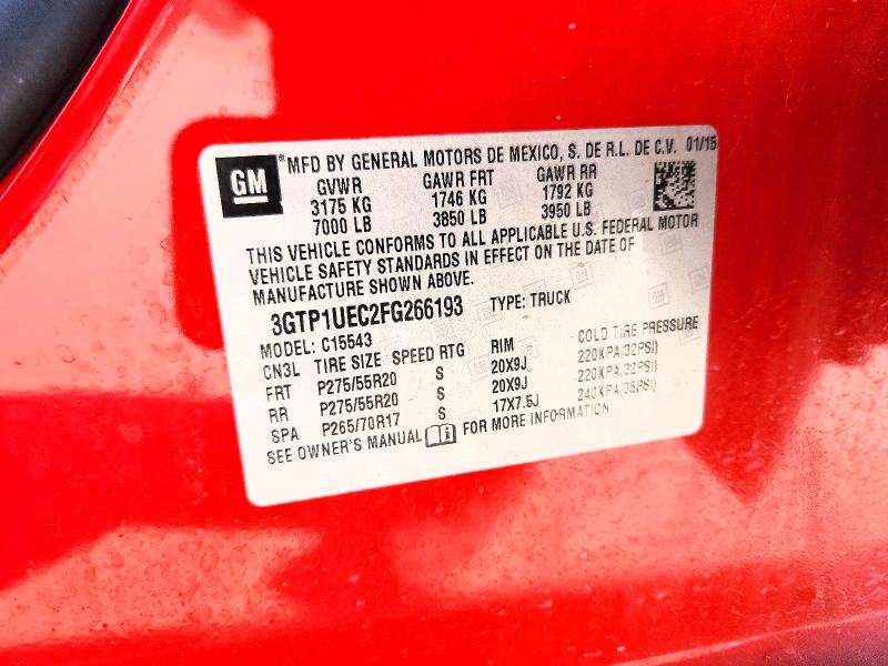 2015 Gmc Sierra მანქანა იყიდება აუქციონზე, vin: 3GTP1UEC2FG266193, აუქციონის ნომერი: 62111346
