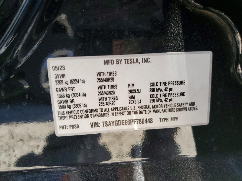 2023 Tesla Model Y მანქანა იყიდება აუქციონზე, vin: 7SAYGDEE6PF780448, აუქციონის ნომერი: 62689906