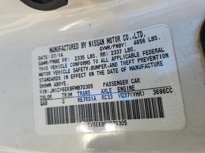 Auction sale of the 2015 Infiniti Q60 Coupe, vin: JN1CV6EK8FM870305, lot number: 59343606