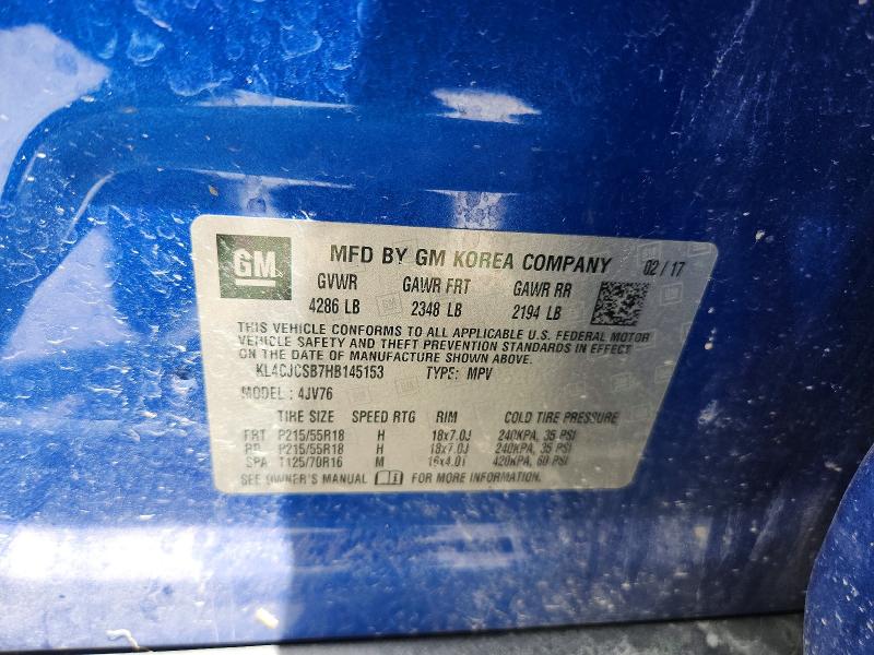 59855176 :رقم المزاد ، KL4CJCSB7HB145153 vin ، 2017 Buick Encore مزاد بيع