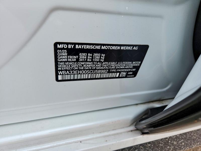 Продаж на аукціоні авто 2025 Bmw 740, vin: WBA33EH00SCU58982, номер лоту: 63057686